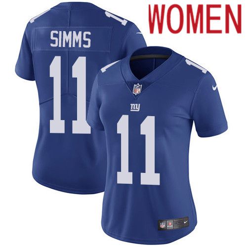 Women New York Giants #11 Phil Simms Nike Blue Vapor Limited NFL Jersey->women nfl jersey->Women Jersey